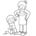 子供を叩く親・虐待(ぬりえ)