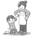 子供を叩く親・虐待(モノクロ)