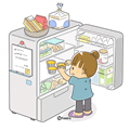 冷蔵庫をあける子ども(カラー)