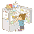 冷蔵庫をあける子ども(ソフト)