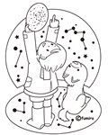 星座をさがすこども(ぬりえ)