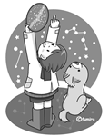 星座をさがすこども(モノクロ)