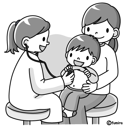 小児科・診察（モノクロ） 