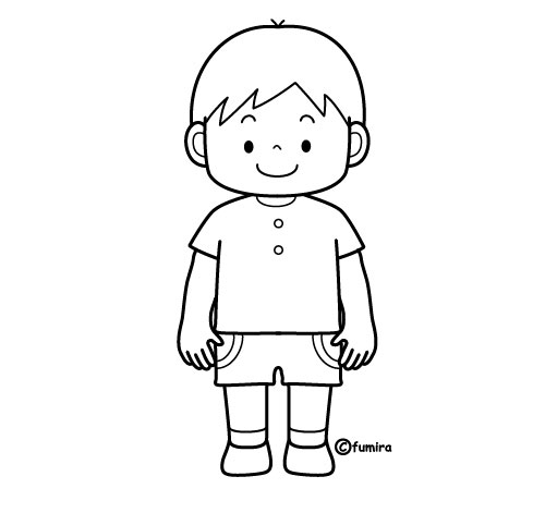 男の子のイラスト（ぬりえ）