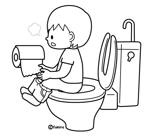 トイレに行く男の子のイラスト２（ぬりえ）