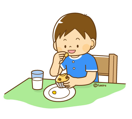 おやつをたべる男の子のイラスト（ソフト）