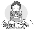 高学年・子供・男の子の生活イラスト 朝食を食べる男の子
