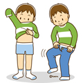 高学年・子供・男の子の生活イラスト 服を着替える男の子