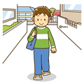 高学年・子供・男の子の生活イラスト 町を歩く男の子