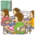 高学年・子供・男の子の生活イラスト 授業をきく男の子