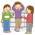 高学年・子供・男の子の生活イラスト 友達と話す男の子