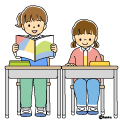 高学年・子供・男の子の生活イラスト 授業をきく男の子