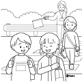 高学年・子供・男の子の生活イラスト 横断歩道を渡る女の子