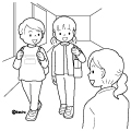 先生に挨拶する
女の子のイラスト