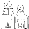 高学年・子供・男の子の生活イラスト 授業をきく男の子
