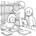 高学年・子供・男の子の生活イラスト 教科書を読む男の子