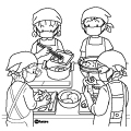 女子生徒のイラスト 跳び箱を飛ぶ女の子とタブレットで録画する生徒