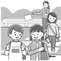高学年・子供・男の子の生活イラスト 横断歩道を渡る女の子
