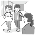 先生に挨拶する
女の子のイラスト