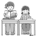 高学年・子供・男の子の生活イラスト 授業をきく男の子