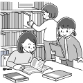 高学年・子供・男の子の生活イラスト 教科書を読む男の子