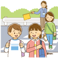 高学年・子供・男の子の生活イラスト 横断歩道を渡る女の子
