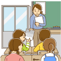 高学年・子供・女の子の生活イラスト プリントを受け取る女の子(ソフト)
