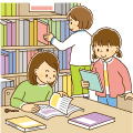 高学年・子供・男の子の生活イラスト 教科書を読む男の子