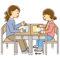 小学校高学年の生徒のイラスト 先生と面談する女の子