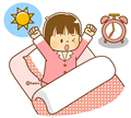 子供・女の子の生活イラスト 朝起きる女の子