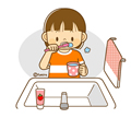 子供・女の子の生活イラスト 歯磨きをする女の子