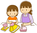 子供・女の子の生活イラスト 荷物をつめる女の子