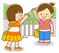 子供・女の子の生活イラスト 挨拶をする女の子