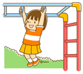 子供・女の子の生活イラスト うんてい遊びをする女の子