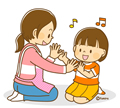 子供・女の子の生活イラスト 先生と手遊びをする女の子
