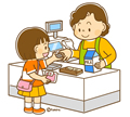 子供・女の子の生活イラスト 買い物をする女の子