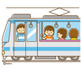 子供・女の子の生活イラスト 電車に乗る女の子
