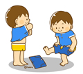 子供・男の子の生活イラスト 服を着替える男の子