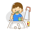 子供・男の子の生活イラスト 歯磨きをする男の子