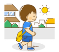 子供・男の子の生活イラスト 外をあるく男の子