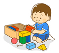 子供・男の子の生活イラスト つみきであそぶ男の子