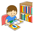 子供・男の子の生活イラスト 読書をする男の子