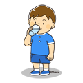 子供の日常のイラスト−水を飲む男の子