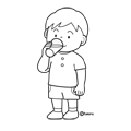 子供の日常のイラスト−水を飲む男の子