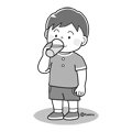子供の日常のイラスト−水を飲む男の子