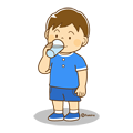子供の日常のイラスト−水を飲む男の子