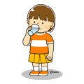 子供の日常のイラスト−水を飲む女の子