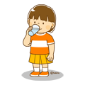 子供の日常のイラスト−水を飲む女の子