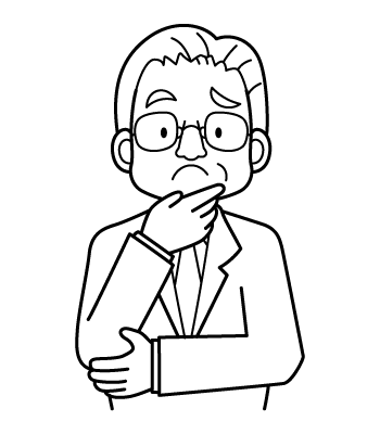お医者さんの顔イラスト６・ベテランの医師・教授（ぬりえ）・悩む
