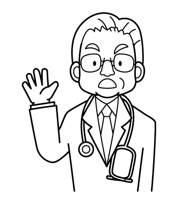 お医者さんの顔イラスト６・ベテランの医師・教授（ぬりえ）・怒る